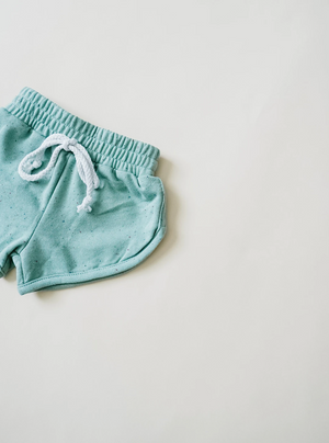 Speckled Track Shorts // Teal