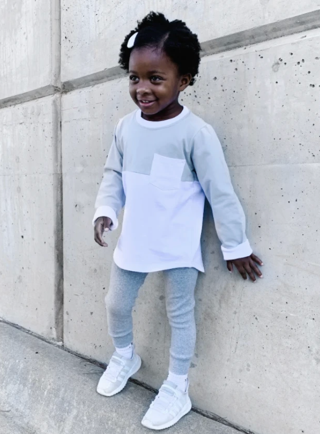 Long Sleeve Block Tee // Frost + Grey