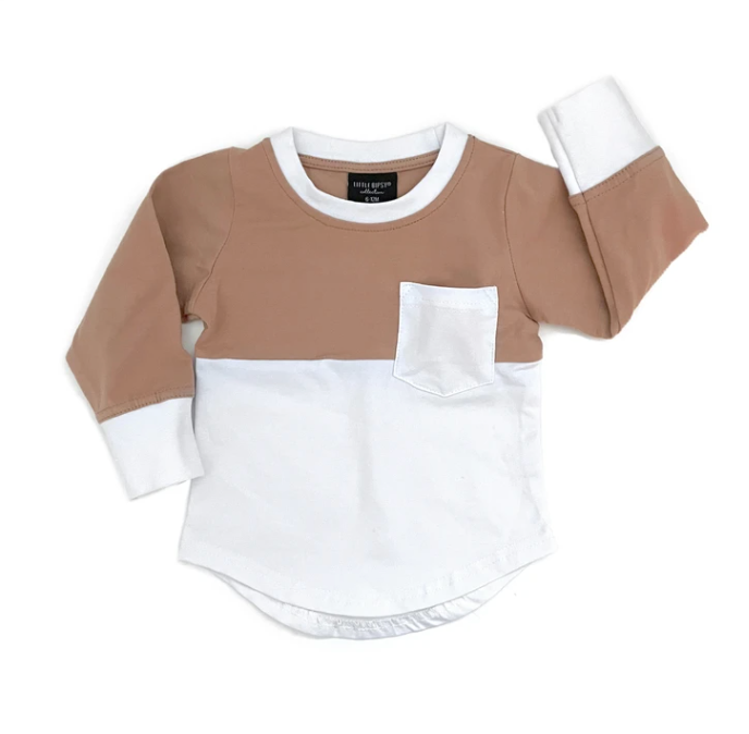 Long Sleeve Block Tee // Cinnamon + Grey