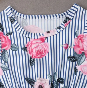 Pom Pom Romper // Floral Stripes