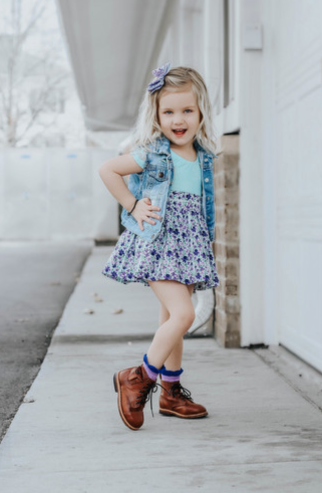 Ruffle Anklet Sock // Two-Tone Iris