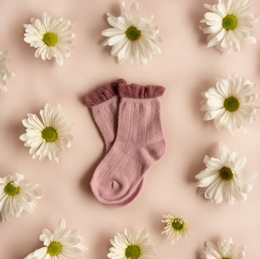 Ruffle Anklet Sock // Two-Tone Mauve