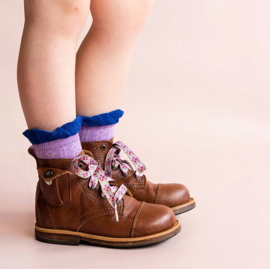 Ruffle Anklet Sock // Two-Tone Iris