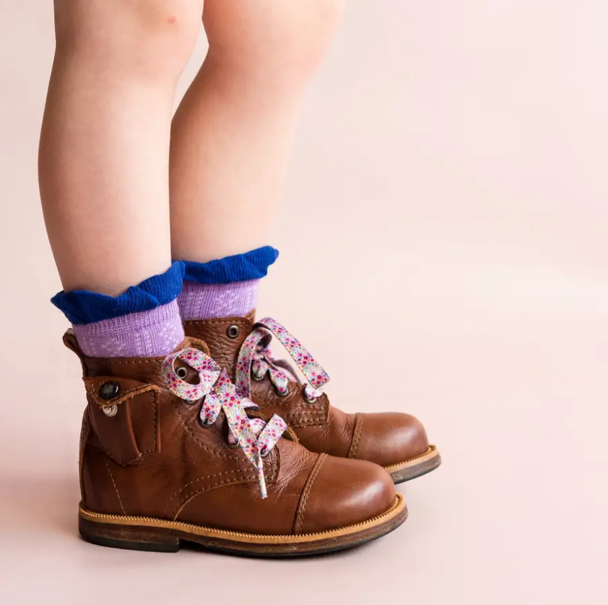 
                
                    Load image into Gallery viewer, Ruffle Anklet Sock // Two-Tone Iris
                
            