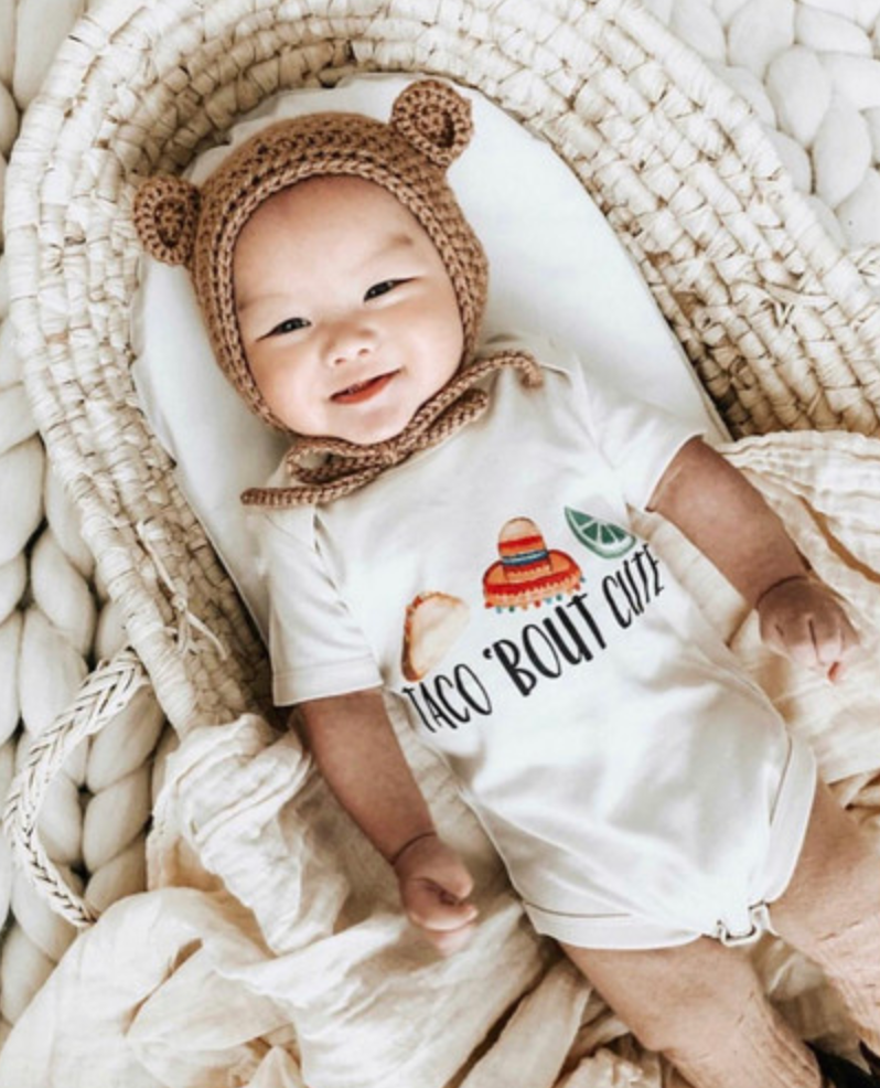 "Taco 'Bout Cute" Organic Onesie or Tee // Cream
