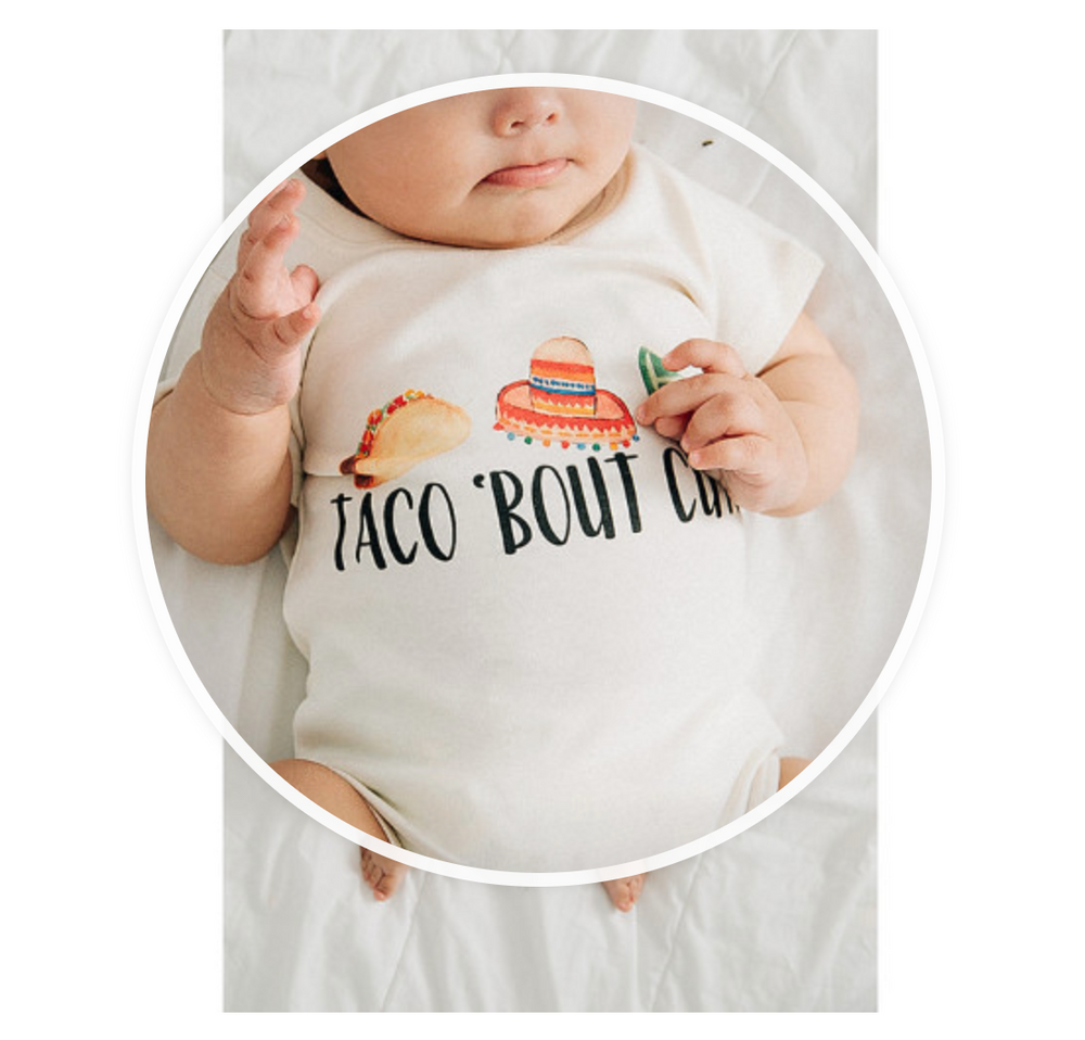 "Taco 'Bout Cute" Organic Onesie or Tee // Cream