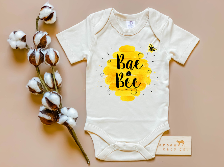 "Bae Bee" Organic Onesie or Tee // Cream