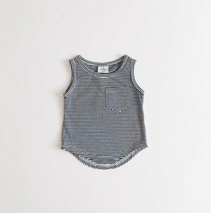 Pocket Tank Top // Black & White Stripes
