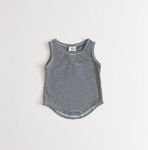 
                
                    Load image into Gallery viewer, Pocket Tank Top // Black &amp;amp; White Stripes
                
            