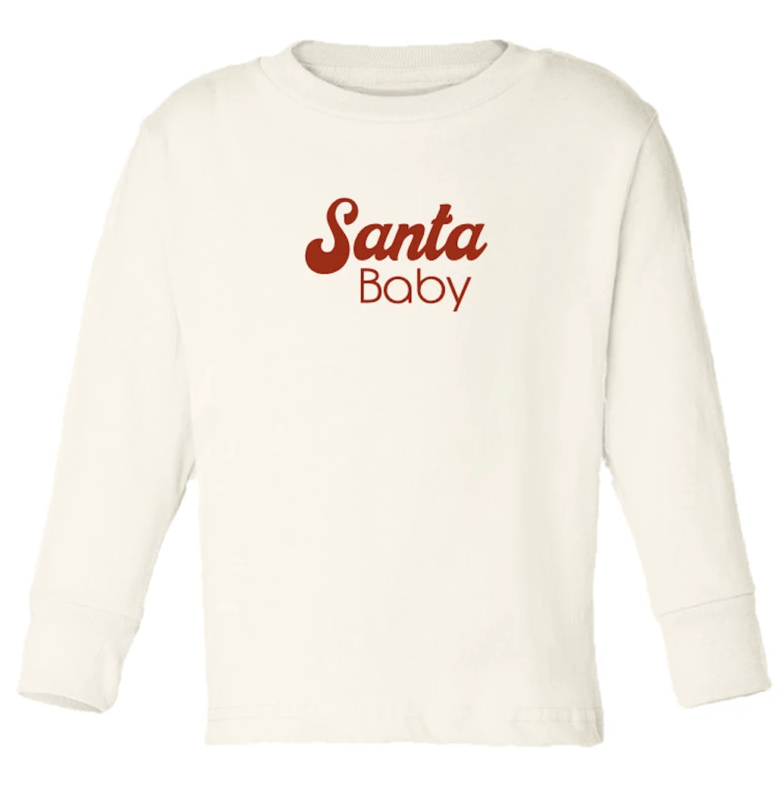 
                
                    Load image into Gallery viewer, &amp;quot;Santa Baby&amp;quot; Long Sleeve Tee // Cream
                
            