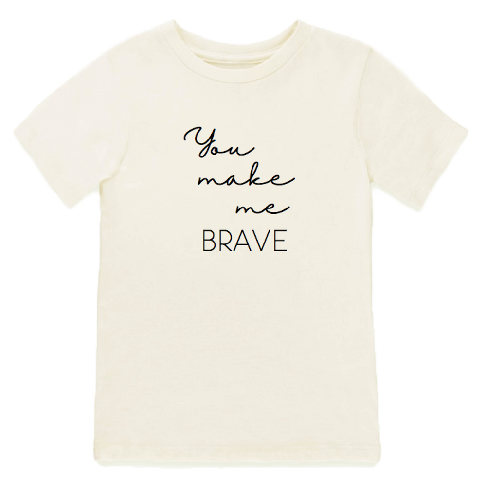 
                
                    Load image into Gallery viewer, &amp;quot;You Make Me Brave&amp;quot; Short Sleeve Tee // Cream
                
            