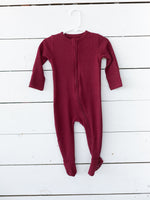 Organic Thermal Zip Footie // Maroon