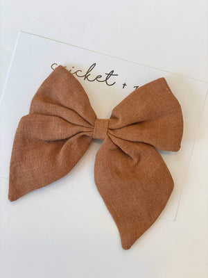 Linen Bow Clip // Caramel