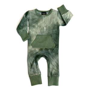 LONG SLEEVE CLASSIC SNAP ROMPER // SAGE // 6-9 Month