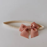 Plaid Bow Headband // Rose & Cream
