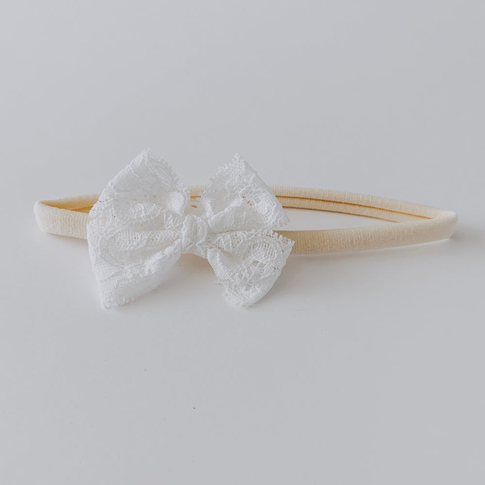 Lace Bow Headband // White