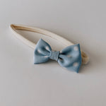 Polka Dot Bow Headband // Sky & White
