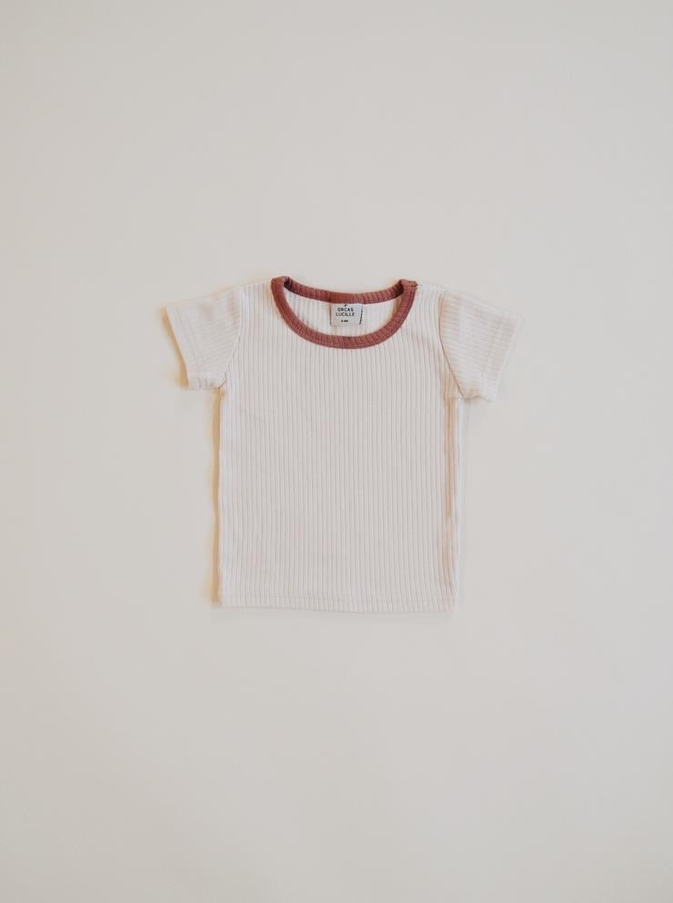 Retro Tee // Cream + Terracotta
