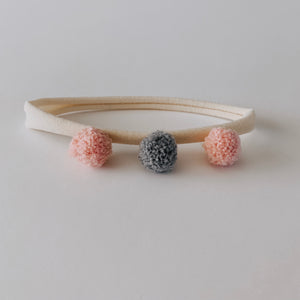 Pom Pom Headband // Rose & Grey