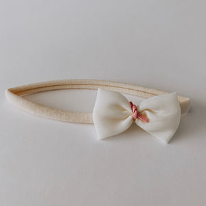 Leather Tied Chiffon Bow Headband // Cream & Rose