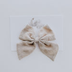 Linen Bow Clip // Tan