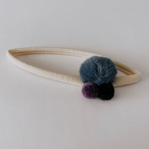Pom Pom Headband // Blue, Purple & Black