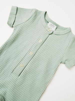 Wide Rib Henley Romper // Seafoam