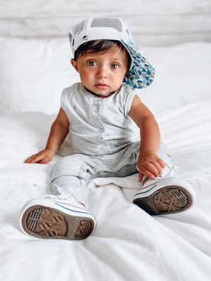 Sleeveless Snap Romper // Grey