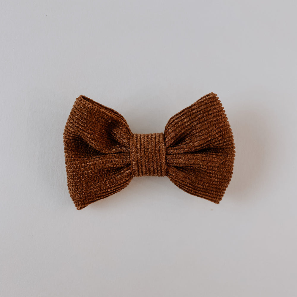 Corduroy Bow Clip // Toffee