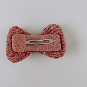 Corduroy Bow Clip // Mauve Dusty Pink
