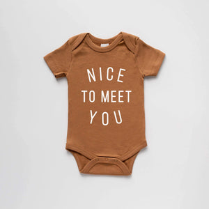 “Nice to Meet You” Bodysuit // CAMEL