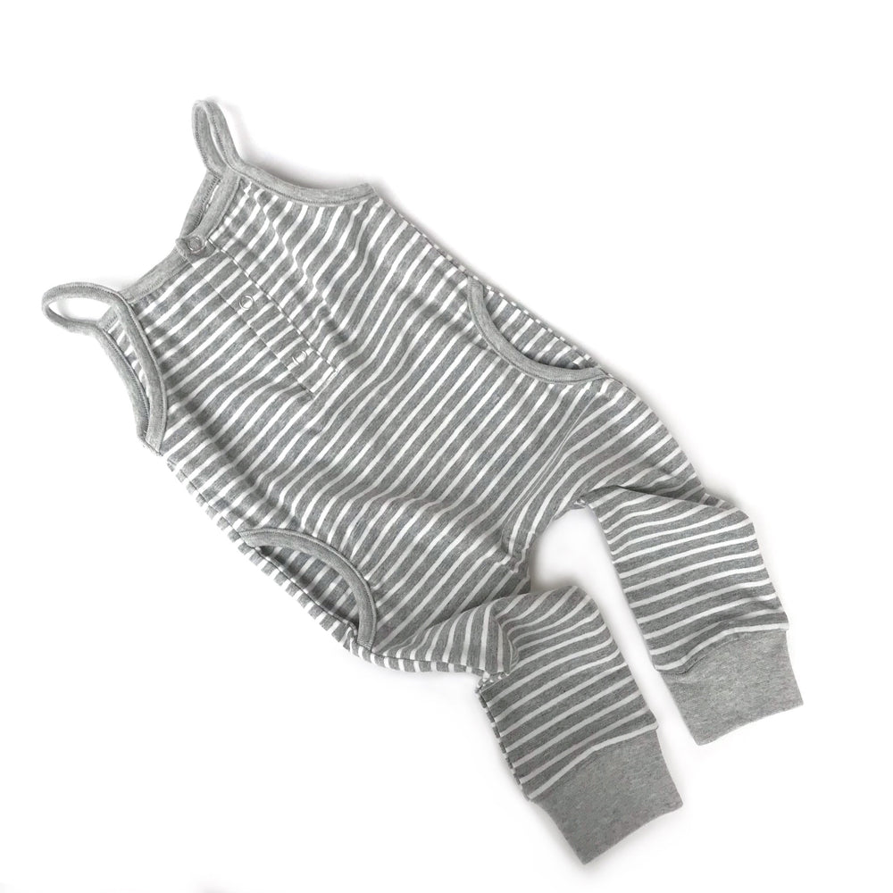 Tank Stripe Romper // Grey