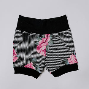 Jogger Shorts // Striped Coral Roses