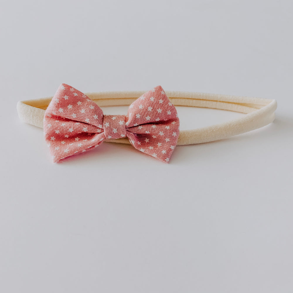 Star Bow Headband // Rose & White