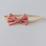 Star Bow Headband // Rose & White