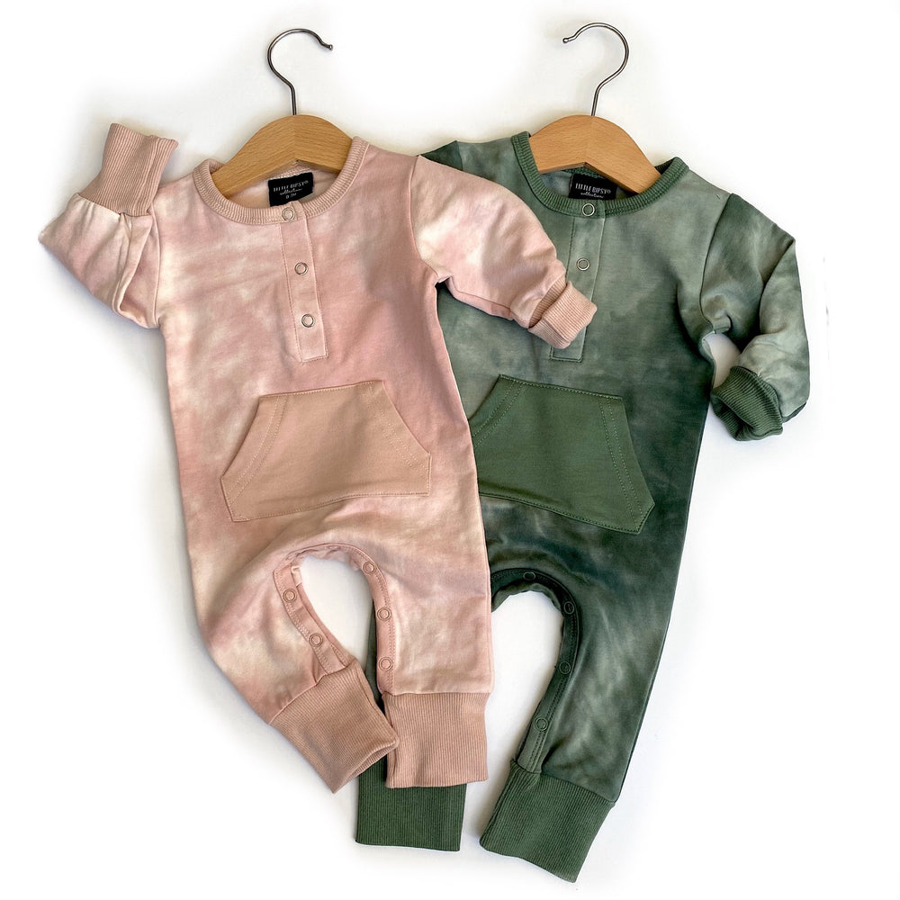 LONG SLEEVE CLASSIC SNAP ROMPER // SAGE // 6-9 Month