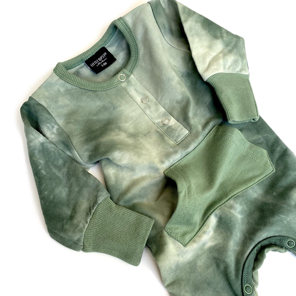 LONG SLEEVE CLASSIC SNAP ROMPER // SAGE // 6-9 Month