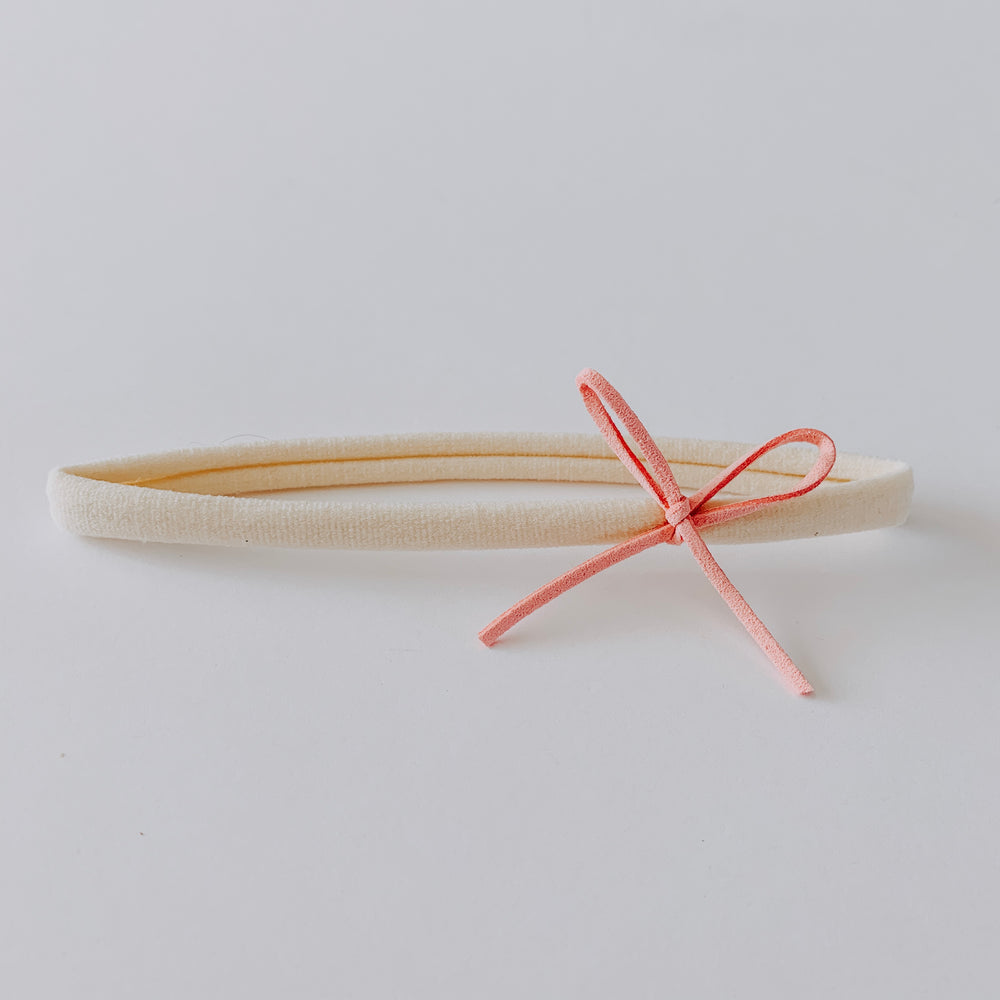 Leather Bow Headband // Rose
