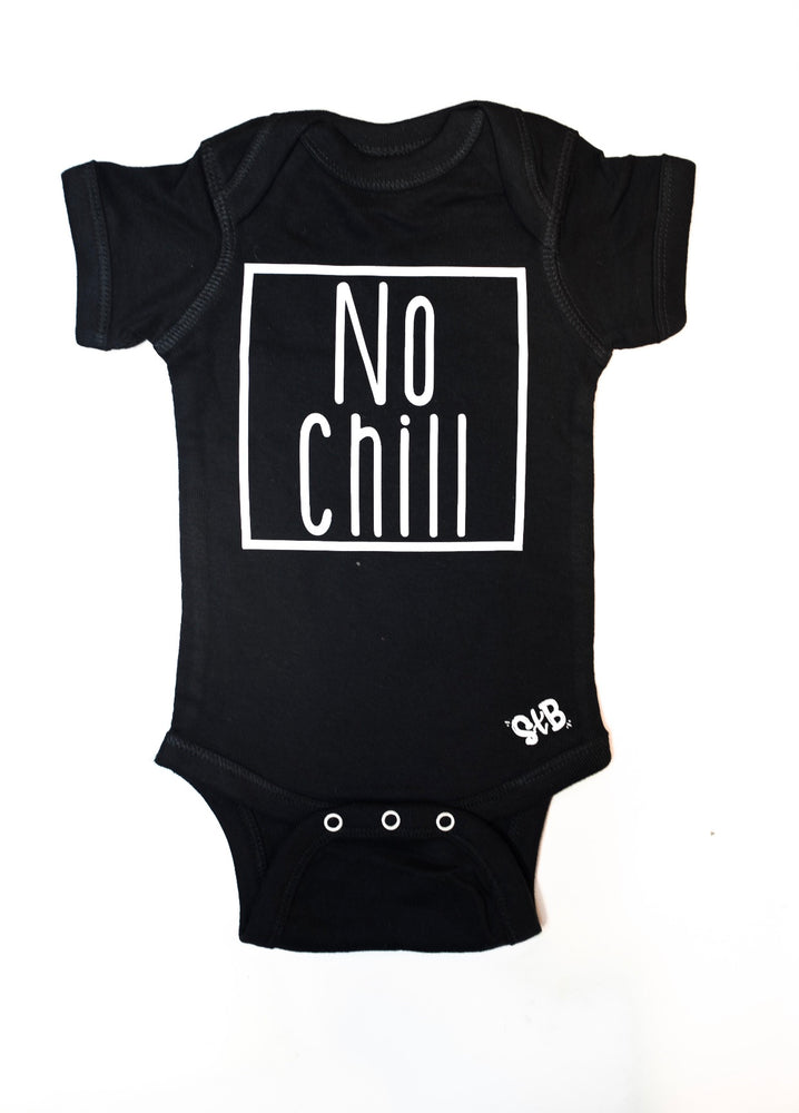 
                
                    Load image into Gallery viewer, “No Chill” onesie // BLACK
                
            